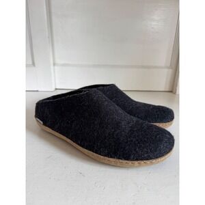 Glerups charcoal felted wool slip on with leather sole‎ size 41